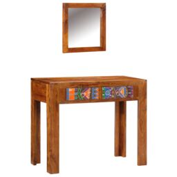 Berkfield Home Dressing Table with Mirror Honey Brown Solid Wood Acacia - thumbnail 3