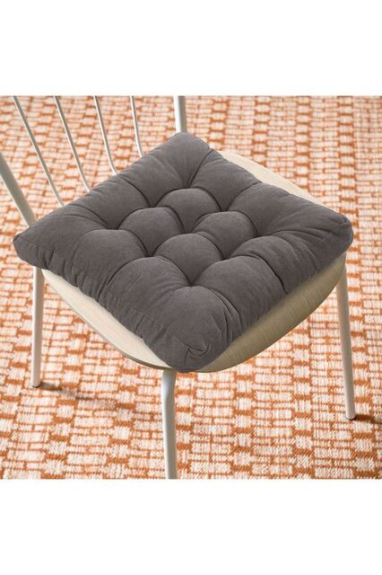 Living and Home 50cm Square Corduroy Chair Pad Gaming Floor Cushion Meditation Pillow in Grey - image 1