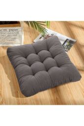 Living and Home 50cm Square Corduroy Chair Pad Gaming Floor Cushion Meditation Pillow in Grey - thumbnail 3