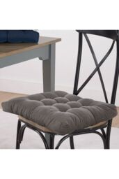 Living and Home 50cm Square Corduroy Chair Pad Gaming Floor Cushion Meditation Pillow in Grey - thumbnail 2