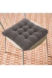 Living and Home 50cm Square Corduroy Chair Pad Gaming Floor Cushion Meditation Pillow in Grey - thumbnail 1