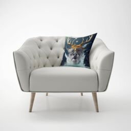 Warren Reed - Designer Stag Splashart Cushions in Grey - Size: 60 cm x 60 cm - thumbnail 4