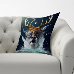 Warren Reed - Designer Stag Splashart Cushions in Grey - Size: 60 cm x 60 cm - thumbnail 2