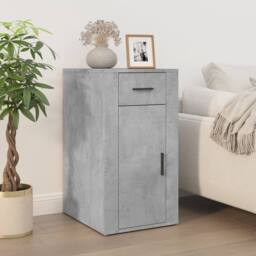 Berkfield Home Elegant Desk with Cabinet Concrete Grey Engineered Wood - thumbnail 4