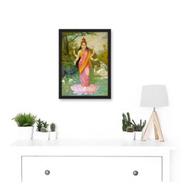 Artery8 Varma Hindu Goddess Lakshmi A4 Artwork Framed Wall Art Print in Black - thumbnail 2
