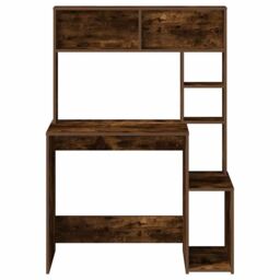 Berkfield Home Desk with Shelves Smoked Oak 100x45x140 cm Engineered Wood in Brown - Size: 100 x 45 x 140 cm - thumbnail 4