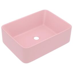Berkfield Home Luxury Wash Basin Matt Pink 41x30x12 cm Ceramic - Size: 41 x 30 x 12 cm - thumbnail 2