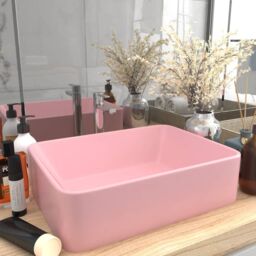 Berkfield Home Luxury Wash Basin Matt Pink 41x30x12 cm Ceramic - Size: 41 x 30 x 12 cm