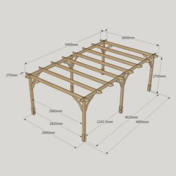 Rutland County Garden Furniture Ltd Premium Pergola 6 Posts - Wood - L360 x W540 x H270 cm - Light Green - thumbnail 6