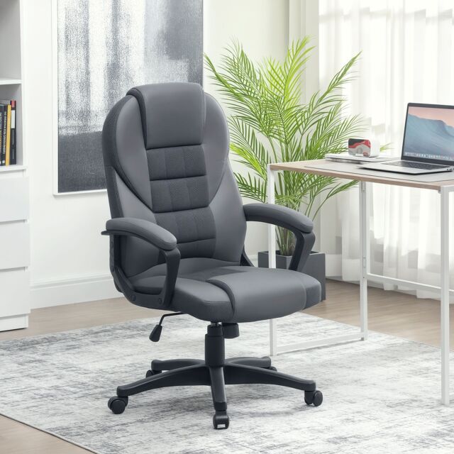 HOMCOM Executive Office Chair with High Back, Computer Chair, Charcoal Grey in Dark Grey - image 1
