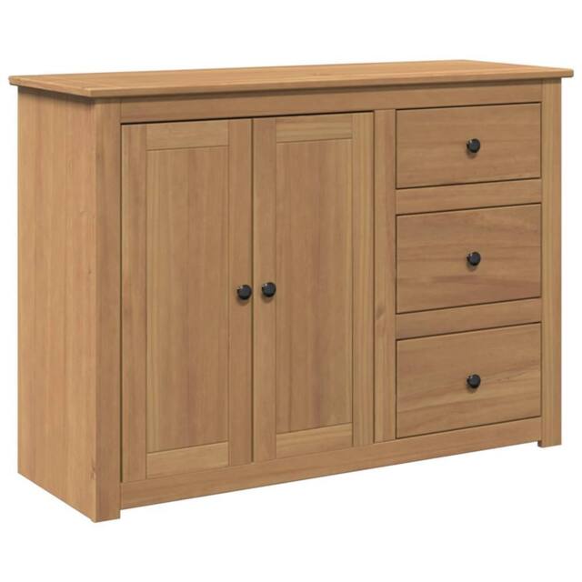 Berkfield Home Sideboard with Drawers Panama 112x40x80 cm Solid Wood Pine in Tan - Size: 112 x 40 x 80 cm - image 1