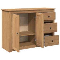 Berkfield Home Sideboard with Drawers Panama 112x40x80 cm Solid Wood Pine in Tan - Size: 112 x 40 x 80 cm - thumbnail 5