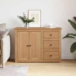 Berkfield Home Sideboard with Drawers Panama 112x40x80 cm Solid Wood Pine in Tan - Size: 112 x 40 x 80 cm - thumbnail 3