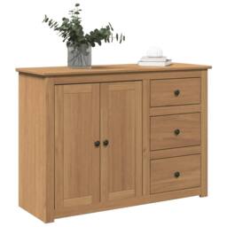 Berkfield Home Sideboard with Drawers Panama 112x40x80 cm Solid Wood Pine in Tan - Size: 112 x 40 x 80 cm - thumbnail 2