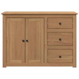 Berkfield Home Sideboard with Drawers Panama 112x40x80 cm Solid Wood Pine in Tan - Size: 112 x 40 x 80 cm - thumbnail 4