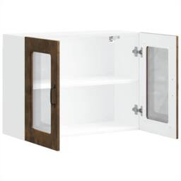 Berkfield Home Kitchen Wall Cabinet with Glass Door Kalmar Smoked Oak Engineered Wood in Brown - thumbnail 7