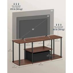 VOGREX Walnut & Black TV Stand, Toolless Assembly Media Console - thumbnail 5