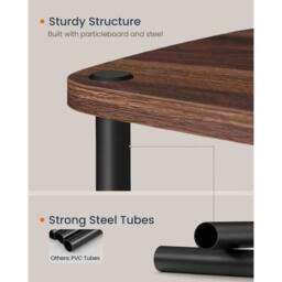 VOGREX Walnut & Black TV Stand, Toolless Assembly Media Console - thumbnail 4