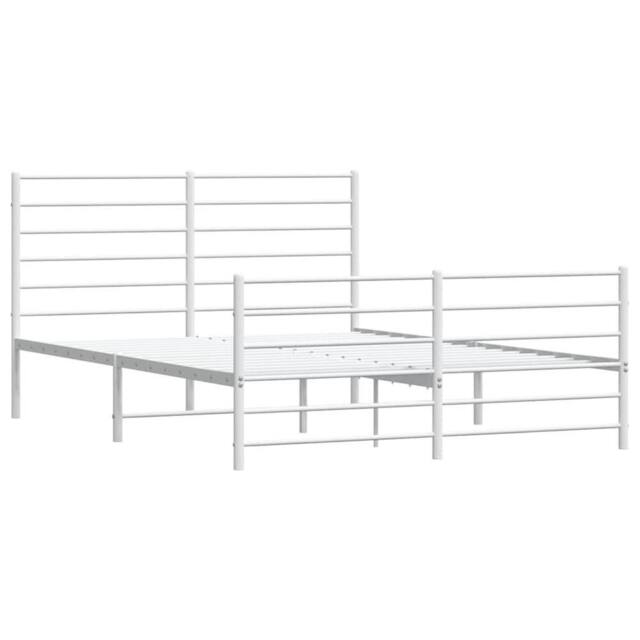Berkfield Home Metal Bed Frame with Headboard & Footboard White 120x200 cm - Size: Small Double - image 1
