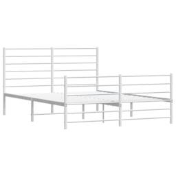 Berkfield Home Metal Bed Frame with Headboard & Footboard White 120x200 cm - Size: Small Double - thumbnail 1