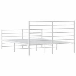 Berkfield Home Metal Bed Frame with Headboard & Footboard White 120x200 cm - Size: Small Double - thumbnail 8