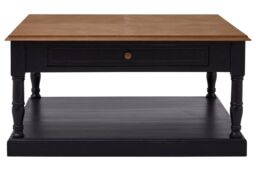Orsina Black & Natural Wood Coffee Table, 1 Drawer Square Coffee Table For Living Room, Wooden Accent Table - thumbnail 6
