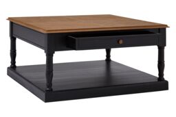 Orsina Black & Natural Wood Coffee Table, 1 Drawer Square Coffee Table For Living Room, Wooden Accent Table - thumbnail 4