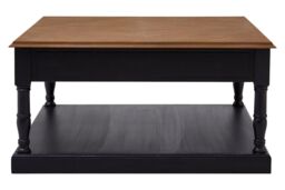 Orsina Black & Natural Wood Coffee Table, 1 Drawer Square Coffee Table For Living Room, Wooden Accent Table - thumbnail 2