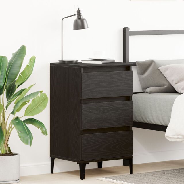 Berkfield Home Bedside Cabinet Black Oak 40x35x70 cm Engineered Wood - Size: 40 x 35 x 70 cm - image 1