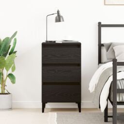 Berkfield Home Bedside Cabinet Black Oak 40x35x70 cm Engineered Wood - Size: 40 x 35 x 70 cm - thumbnail 4