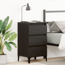 Berkfield Home Bedside Cabinet Black Oak 40x35x70 cm Engineered Wood - Size: 40 x 35 x 70 cm - thumbnail 1