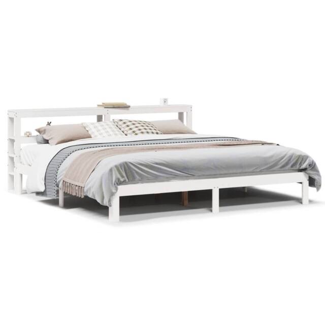 Berkfield Home Bed Frame with Headboard without Mattress White 200x200 cm - image 1
