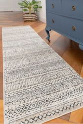Kukoon Grey Cream Aztec Moroccan Destressed Berber Soft Pile Living Room Area Rugs & Runner - Size: 200 cm x 290 cm - thumbnail 2