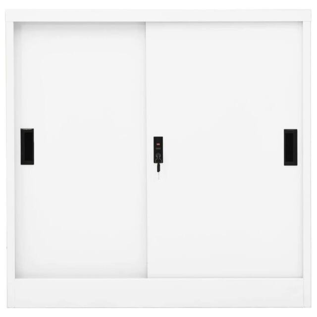Berkfield Home Office Cabinet with Sliding Door White 90x40x90 cm Steel - Size: 90 x 40 x 90 cm - image 1