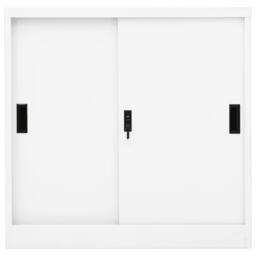 Berkfield Home Office Cabinet with Sliding Door White 90x40x90 cm Steel - Size: 90 x 40 x 90 cm - thumbnail 1