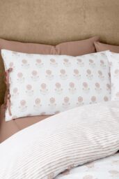 Pineapple Elephant 'Woodblock Floral' So Soft Duvet Cover Set in Terracotta - Size: Double - thumbnail 3