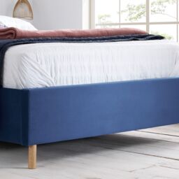 Birlea Velvet Fabric Ottoman Bed Frame Storage Loxley in Blue - Size: Double - thumbnail 4