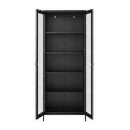 Wyld Haus Barla Black Steel Display Cabinet 2 Glass Doors - thumbnail 5
