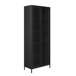 Wyld Haus Barla Black Steel Display Cabinet 2 Glass Doors - thumbnail 2