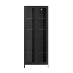 Wyld Haus Barla Black Steel Display Cabinet 2 Glass Doors - thumbnail 3