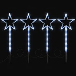 Christow Christmas Path Lights Set Outdoor Star Decorations Flashing LED 4 x 44cm in White - Size: 4 x 44 cm - thumbnail 2