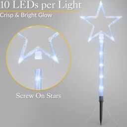 Christow Christmas Path Lights Set Outdoor Star Decorations Flashing LED 4 x 44cm in White - Size: 4 x 44 cm - thumbnail 4