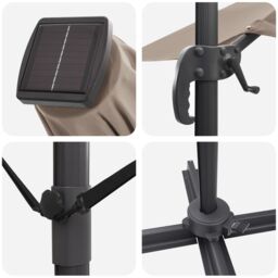 Berkfield Home Cantilever Roma Parasol with LEDs Taupe 352x251x265 cm Aluminium - Size: 352 x 251 x 265 cm - thumbnail 9