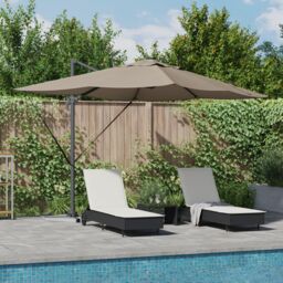 Berkfield Home Cantilever Roma Parasol with LEDs Taupe 352x251x265 cm Aluminium - Size: 352 x 251 x 265 cm - thumbnail 1