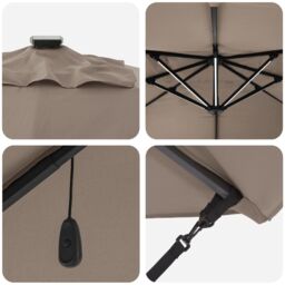 Berkfield Home Cantilever Roma Parasol with LEDs Taupe 352x251x265 cm Aluminium - Size: 352 x 251 x 265 cm - thumbnail 8