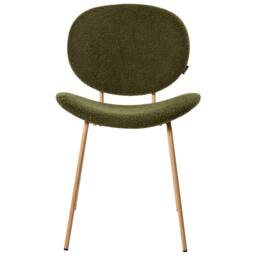 Wyld and Coco Dark Green Boucle Dining Chairs Set of 2 - Wood-Look Iron Legs - thumbnail 6