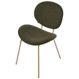 Wyld and Coco Dark Green Boucle Dining Chairs Set of 2 - Wood-Look Iron Legs - thumbnail 8