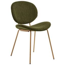 Wyld and Coco Dark Green Boucle Dining Chairs Set of 2 - Wood-Look Iron Legs - thumbnail 5