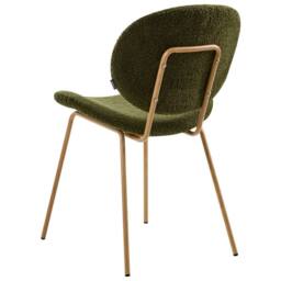 Wyld and Coco Dark Green Boucle Dining Chairs Set of 2 - Wood-Look Iron Legs - thumbnail 7