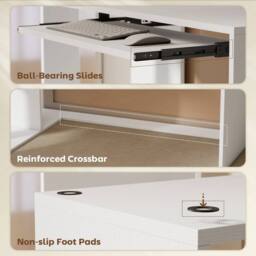 NESTLUNE L-Shaped Corner Desk with Keyboard Tray & Open Shelves in White - Size: 100 cm x 60 cm - thumbnail 3
